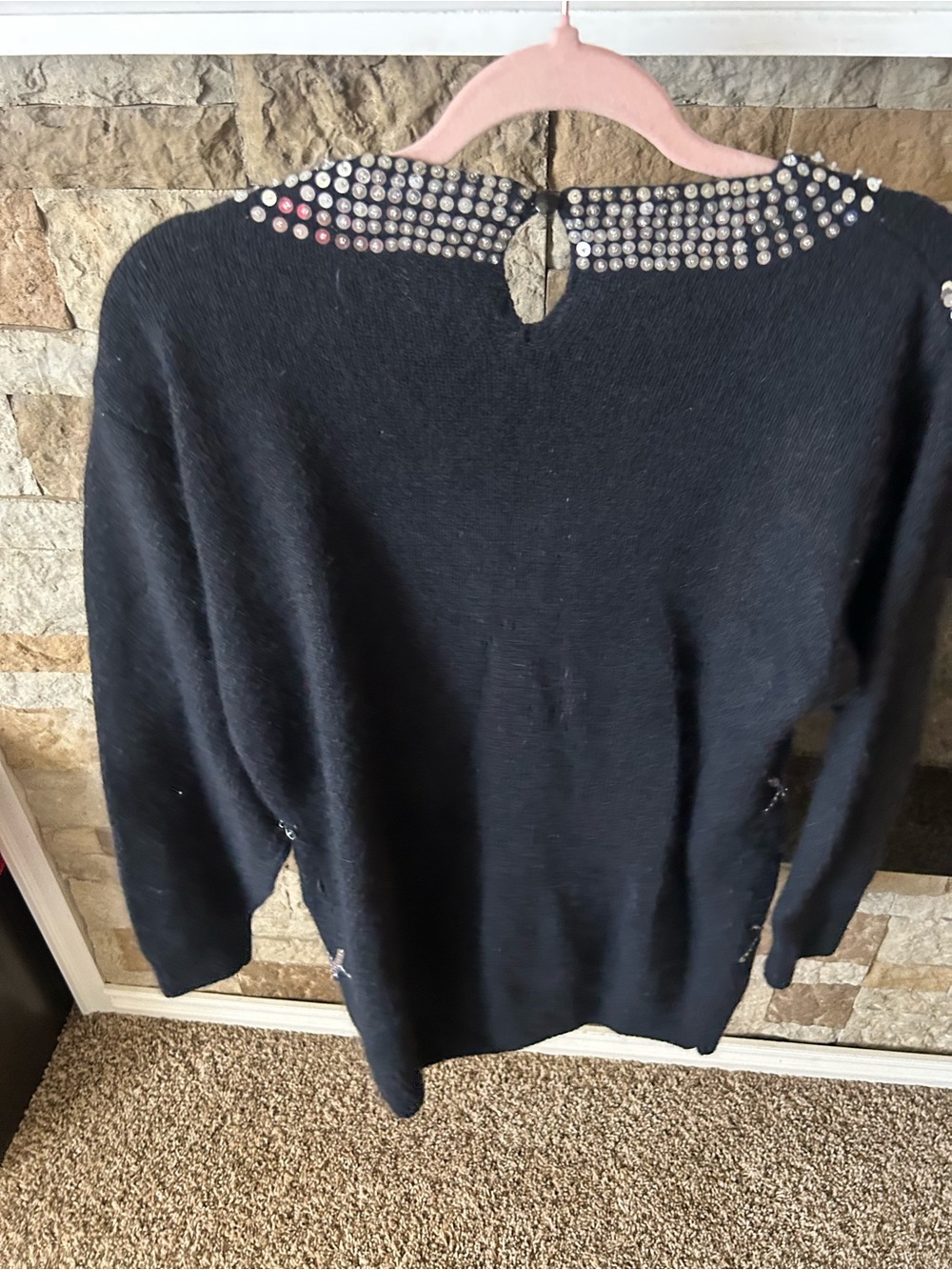 Vintage Retro IB Diffusion Studded Argyle Silk Angora Lambswool Sequin Sweater - Picture 6 of 6